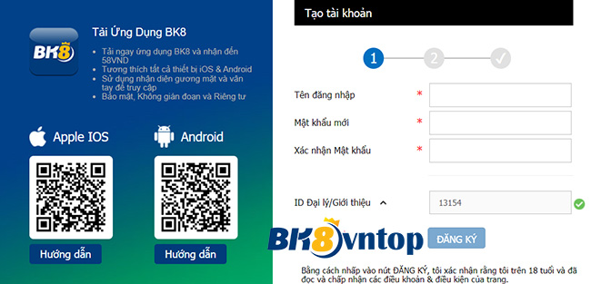 Hướng dẫn tạo tài khoản cá độ bóng đá online tại nhà cái BK8